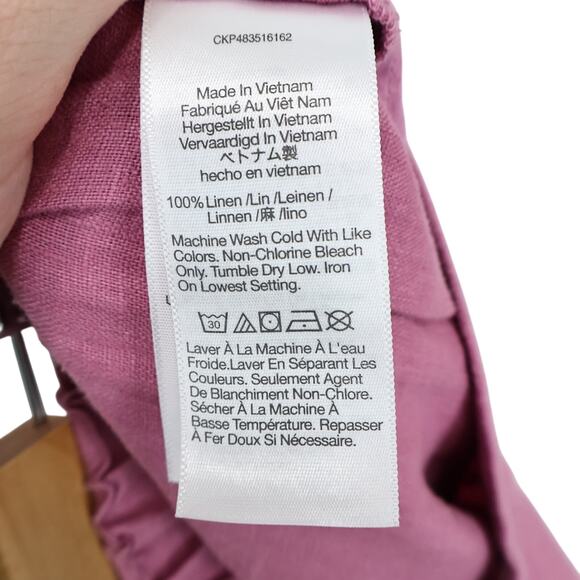 NWT Madewell Clean Pull-On Linen Shorts Pockets Pleats Pink Size Large - Picture 4 of 6